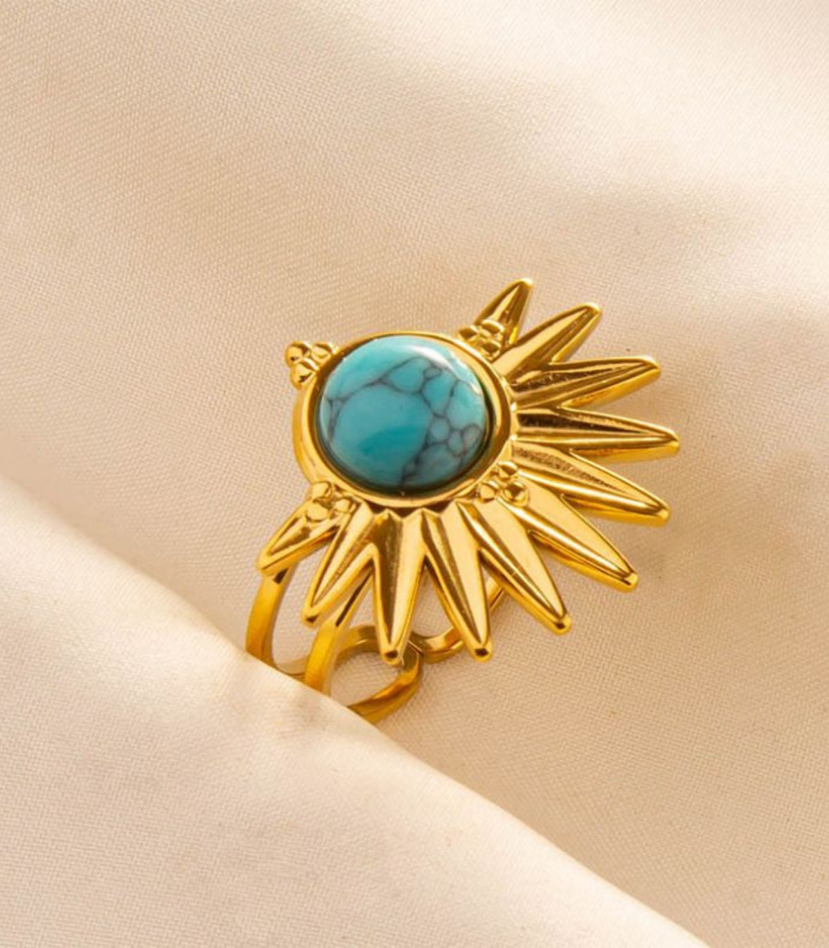 Anillo gold turquoise open